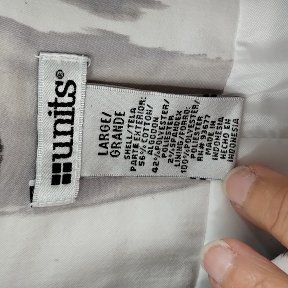 Units blazer statement jacket full zip size large black white gray pleated back - Picture 4 of 8